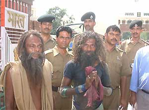 Baba Mohan Das, also known as Ludkan Baba, offers prayer after completion of his yatra
