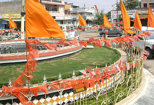 Plastic bunting at Ramneek Chowk in Kapurthala. 