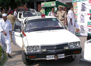 VIPs use official machinery in violation of rules during the filing of nominations in Kapurthala on Wednesday.