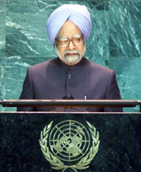 Prime Minister Manmohan Singh addresses the 59th session of the UN General Assembly in New York on Thursday