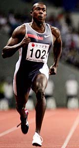 Shawn Crawford of the USA competes in the 100m final at the 2004 International Athletics Competition in Pusan, South Korea