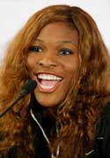 Serena Williams of the US speaks during a news conference