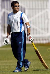 Sachin Tendulkar is seen during a practice session in Mumbai on Wednesday. 