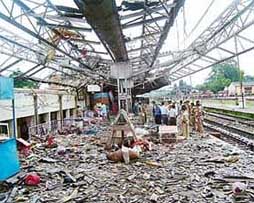 Debris and bodies of blast victims lie inside Dimapur railway station in Nagaland