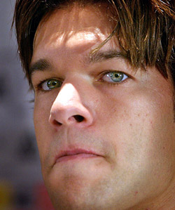 German soccer player Michael Ballack attends a news conference in Tehran on Friday