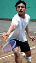 Oscar Bansal in action during the 18th National Sub-Junior Badminton Championships in Chandigarh 
