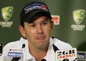 Injured Australian captain Ricky Ponting addresses a press conference in Sydney on Thursday