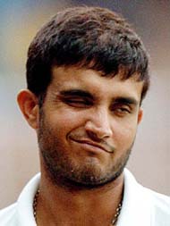 Indian captain Sourav Ganguly reacts after the final day�s play of the second Test between India and Australia was called off due to rain in Chennai