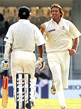 Australian speedster Glenn McGrath reacts after dismissing Indian batsman Rahul Dravid 