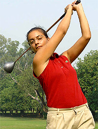 Parnita Grewal in action during the 12th Punjab Open Ladies Amateur Golf Championship 