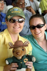Australian supporters enjoy their team's superior performance on the third day of third Test match at the VCA stadium in Nagpur on Thursday