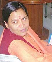Uma Bharti at the BJP headquarters in New Delhi on Wednesday.