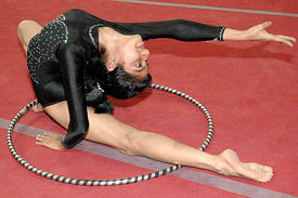 Jagmita Mhatre of Maharashtra in action during the 15th Senior National Rhythmic Gymnastics Championship at Mohali 