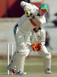 South African captain Graeme Smith plays a shot during the three-day match against Board President's XI in Jaipur