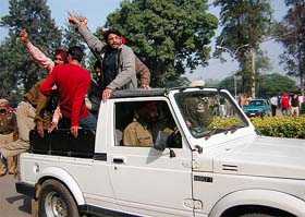 Agitating students of Punjabi University rounded up from the main gate of the university