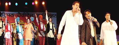 Noted Punjabi singers Manpreet Akhtar, Gursewak Mann, Balkar Sidhu and Harbhajan Mann perform on the concluding day of the two-day Malwa Heritage Festival