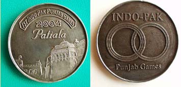 The two faces of the medals for the coming Indo-Pakistan games to be held in Patiala. 