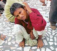 An inmate at the All-India Pingla Ashram in Patiala on Tuesday.