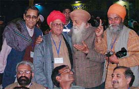 Delegates at the World Punjabi Conference pose for a group picture