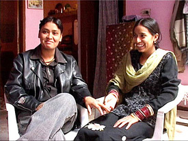 Raju (left) and Mala at their residence in Amritsar on Thursday on their return from New Delhi where they got married.