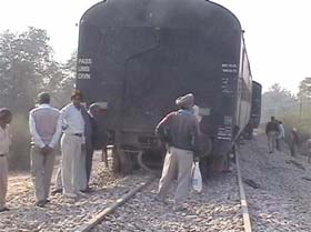 The Bathinda-Abohar train that derailed near Kabarwala village in Muktsar