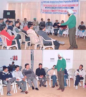 Mr Balbir Singh, Chief Consultant, NITCON, interacts with science and technology graduates at a camp held at CIPHET, Abohar.
