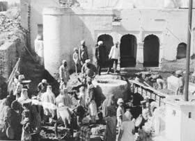 A view of the demolition work at the old Garhi Sahib Gurdwara where a new gurdwara in marble has come up in Chamkaur Sahib