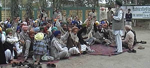 BKU Ekta activists stage protest outside the Cooperative Sugar Mill in Faridkot on Thursday.