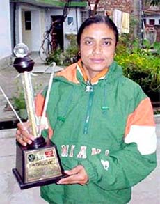 Pushpa Kumari of Hamirpur, who was adjudged the best athlete at the Himachal Pradesh Olympic Games recently