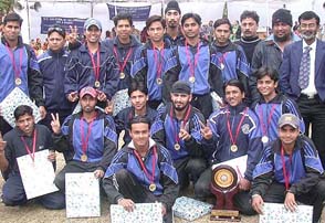 Members of the Madhya Pradesh team after winning the 26th Senior National Softball Championship in Chandigarh on Saturday. 