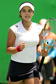 Sania Mirza pumps her fist to celebrate victory over Petra Mandula of Hungary at Australian Open on Wednesday