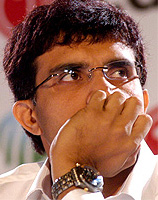 Indian captain Sourav Ganguly attends a Press conference organised by the ICC in New Delhi on Wednesday