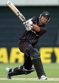New Zealand's Stephen Fleming on his way to a century against the World XI in their ODI Cricket match played in Christchurch