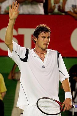 Russia�s Marat Safin waves after winning his quarter-final match against Slovakia�s Dominik Hrbaty at the Australian Open in Melbourne on Tuesday