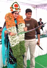 Tennis sensation Sania Mirza being felicitated at her college St Mary's in Hyderabad on Monday