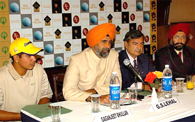 Gaganjeet Bhullar, Mr G.S. Lehal, Mr H.C. Sethi and Dr G.S. Kochhar at a Press Conference at the Chandigarh Golf Club on Monday