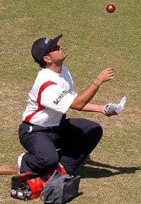 Sachin Tendulkar during a practice session at the PCA stadium in Mohali on Sunday. The first India-Pakistan Test begins on Tuesday