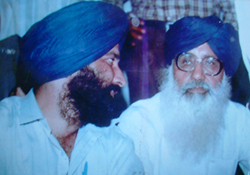 A file photo of Kulwant Singh Kanta, alleged kingpin in abduction of Prabir, along with Mr Parkash Singh Badal, former Chief Minister and president, Shiromani Akali Dal