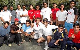 Jubilant Haryana team which entered the Plate group final of the Ranji Trophy in Chandigarh