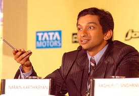 India's only Formula 1 racer Narain Karthikeyan addressing a press conference in New Delhi on Tuesday