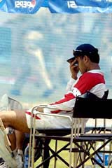 Sourav Ganguly during a practice session on the eve of the first India-Pakistan one-day match at Jawaharlal Nehru International stadium