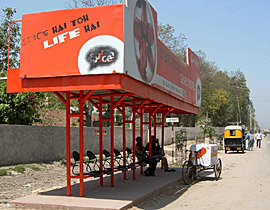 A bus stop built by a private mobile company in Bathinda.