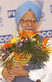 Prime Minister Manmohan Singh at the inauguration of Agriculture Summit �2005 at Vigyan Bhavan in New Delhi on Saturday. 