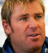 Australian leg spinner Shane Warne speaks at a press conference at the Rosebowl cricket ground in Southampton, southern England, on Monday