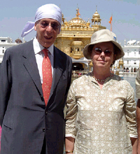 Mr Antonio Armellini, Italy�s Ambassador to India, along with his wife after paying obeisance at the Golden Temple in Amritsar on Saturday.