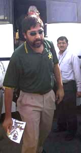 Pakistan skipper Inzamam-ul Haq before his departure to Pakistan at the IGI Airport in New Delhi