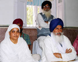 SAD chief Parkash Singh Badal and SGPC President Bibi Jagir Kaur at a religious programme in Bathinda. 