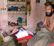 Baba Shukar Mani shows his ransacked room after a robbery at his dera in Goniana Mandi (Bathinda) on Tuesday night.