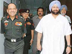 GOC-in-C, Western Command, Lieut-Gen S Pattabhiraman and Punjab Chief Minister, Capt Amarinder Singh, at the Civil-Military Liaison Conference in Chandimandir