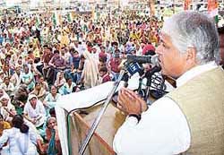 Rajya Sabha Member Ashwani Kumar addresses a workers� rally in Pathankot on Sunday.
